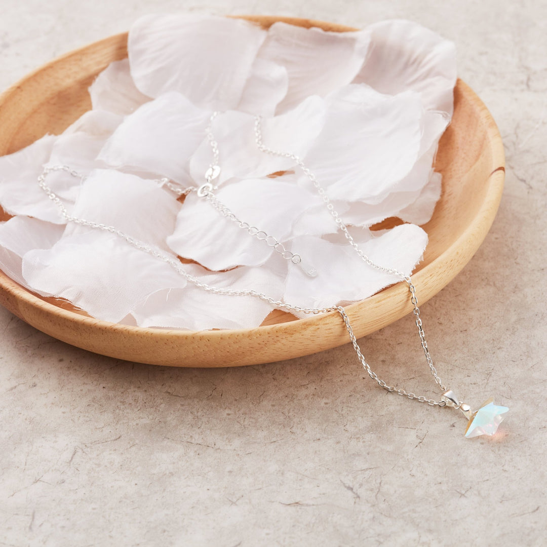 Sterling Silver Aurora Borealis Star Necklace Created with Zircondia® Crystals - Philip Jones Jewellery