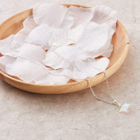 Sterling Silver Aurora Borealis Star Necklace Created with Zircondia® Crystals - Philip Jones Jewellery