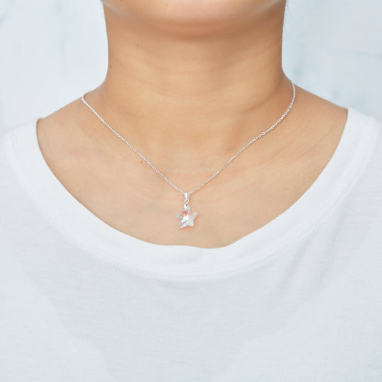 Sterling Silver Aurora Borealis Star Set Created with Zircondia® Crystals - Philip Jones Jewellery