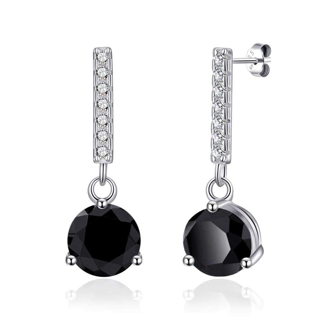 Sterling Silver Black Onyx Gemstone Drop Earrings - Philip Jones Jewellery