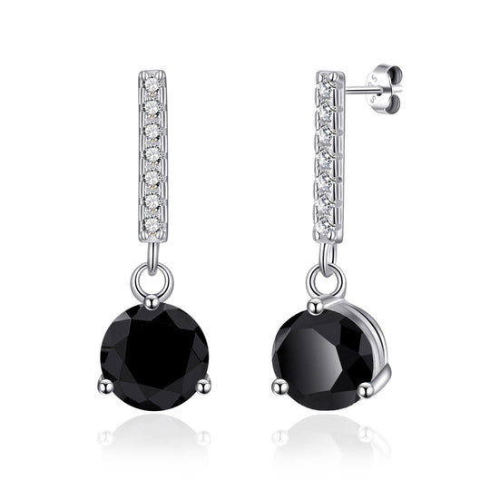 Sterling Silver Black Onyx Gemstone Drop Earrings - Philip Jones Jewellery