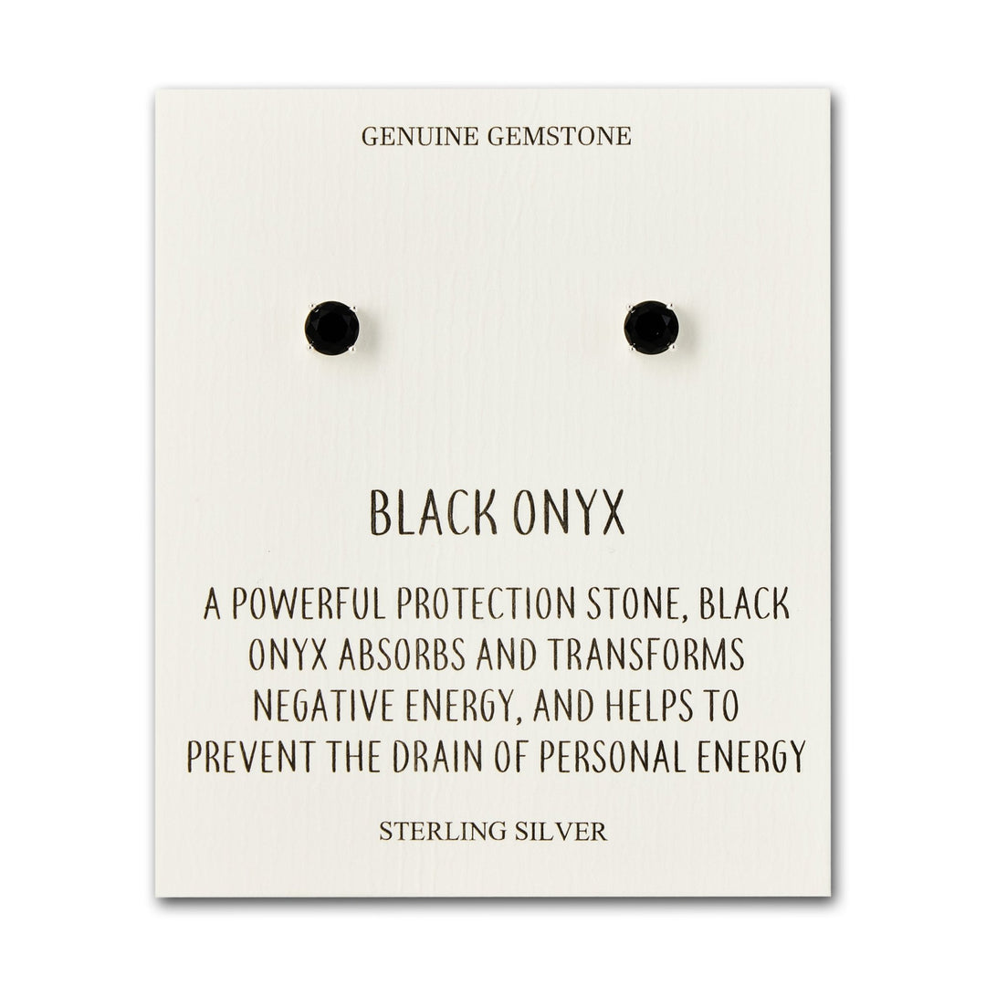 Sterling Silver Black Onyx Gemstone Earrings with Quote Card - Philip Jones Jewellery