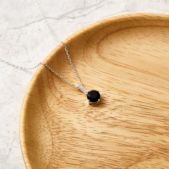Sterling Silver Black Onyx Gemstone Necklace with Quote Card - Philip Jones Jewellery
