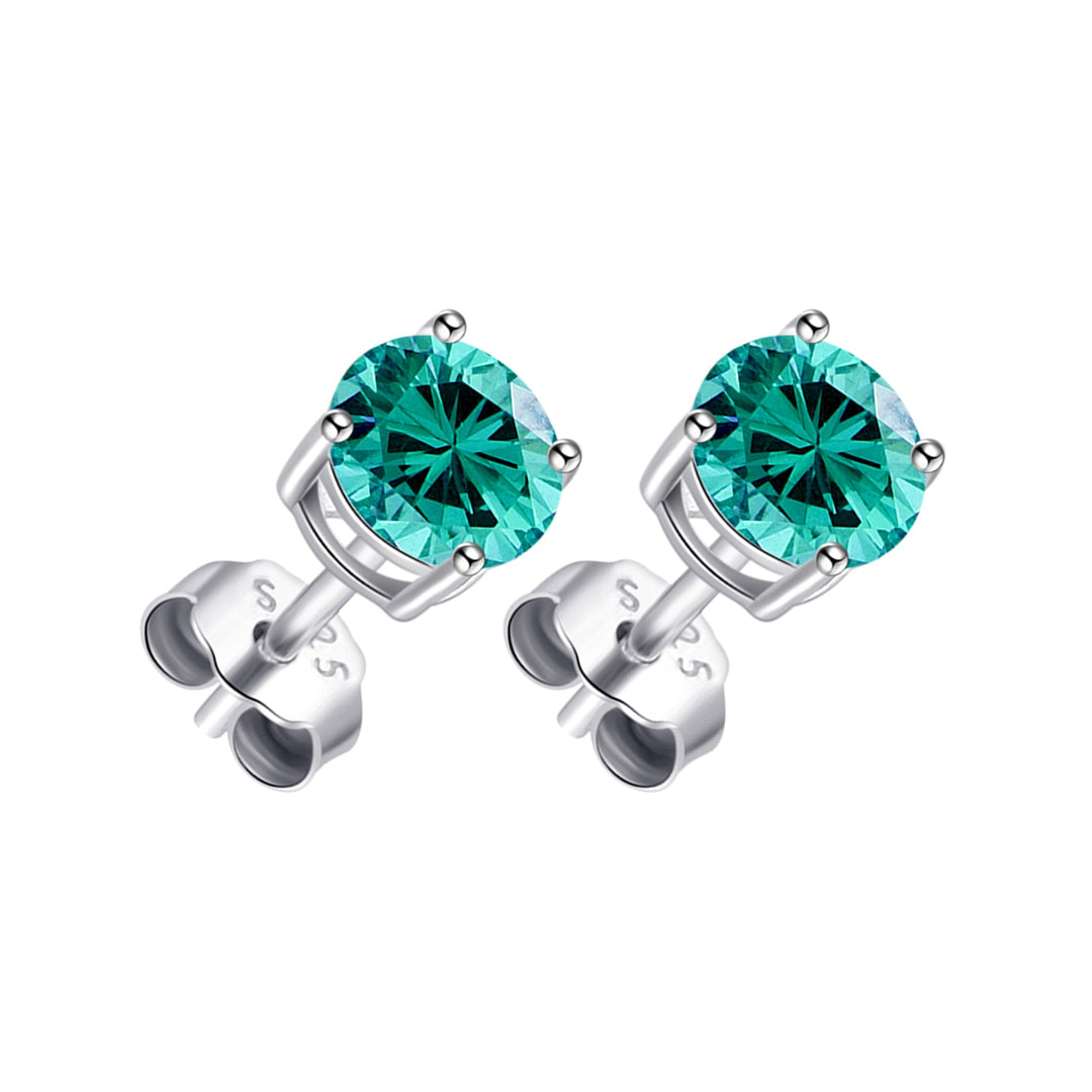 Sterling Silver Blue Earrings Created with Zircondia® Crystals - Philip Jones Jewellery