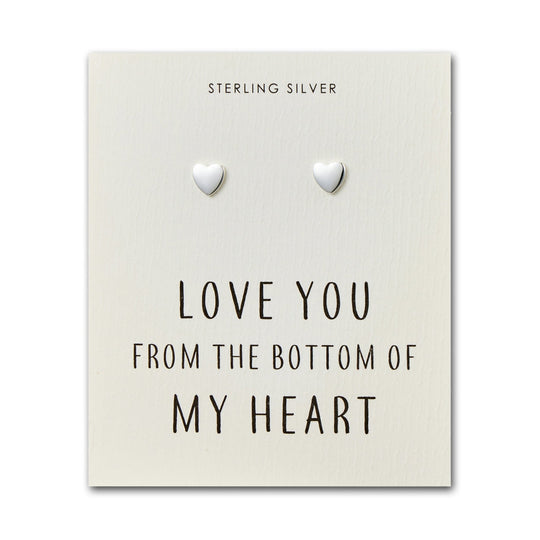Sterling Silver Bottom of My Heart Earrings with Quote Card - Philip Jones Jewellery