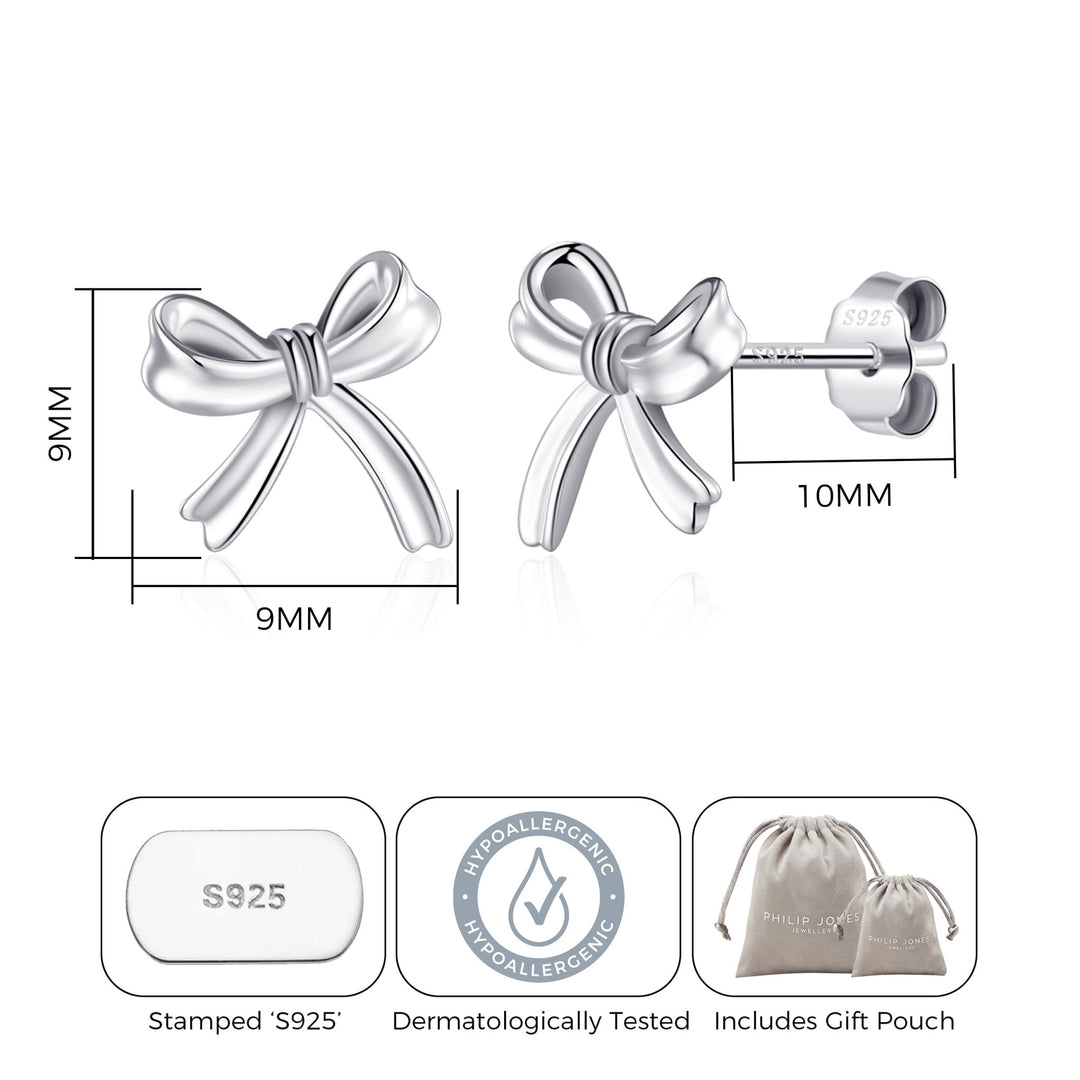 Sterling Silver Bow Earrings - Philip Jones Jewellery