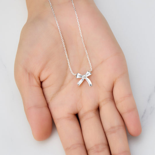 Sterling Silver Bow Necklace - Philip Jones Jewellery