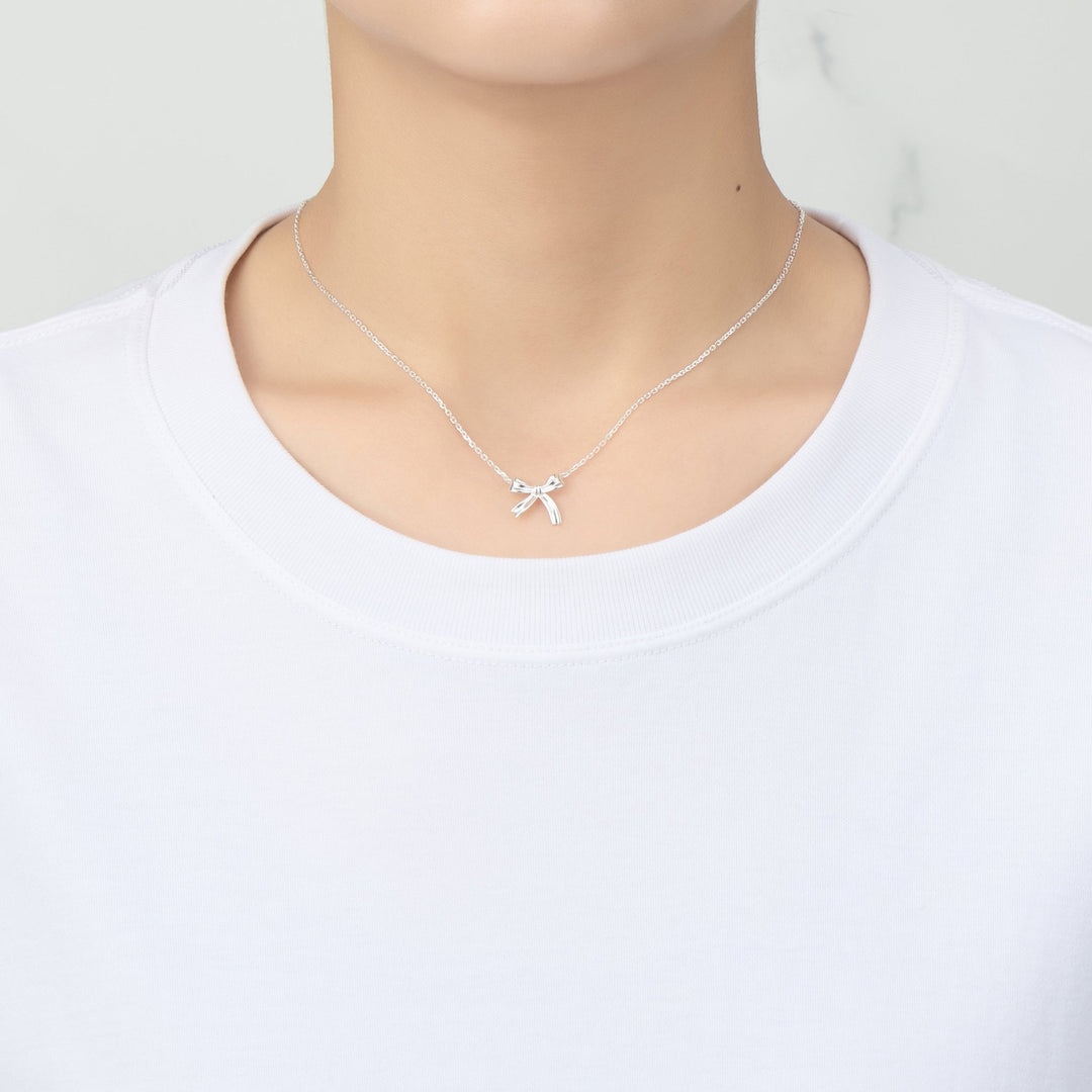 Sterling Silver Bow Necklace - Philip Jones Jewellery