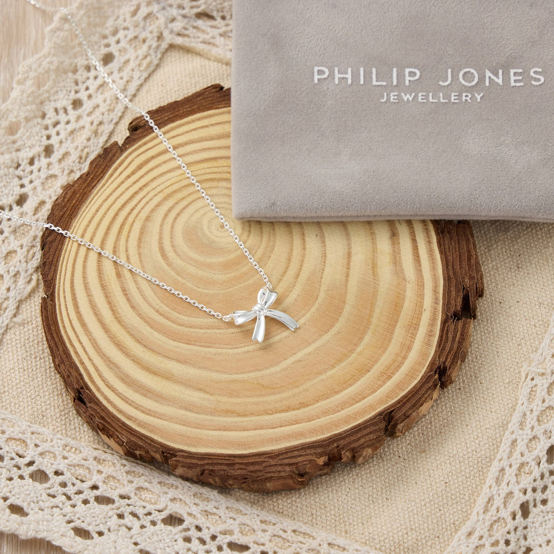 Sterling Silver Bow Necklace - Philip Jones Jewellery