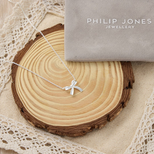 Sterling Silver Bow Necklace - Philip Jones Jewellery