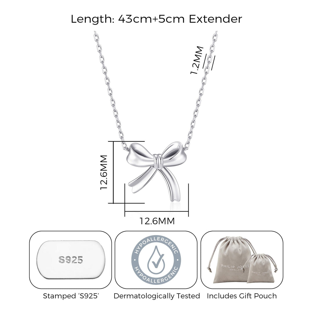 Sterling Silver Bow Necklace - Philip Jones Jewellery