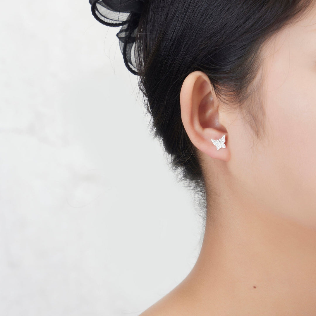 Sterling Silver Butterfly Earrings Created with Zircondia® Crystals - Philip Jones Jewellery