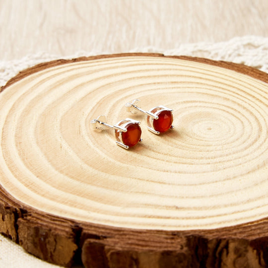 Sterling Silver Carnelian Gemstone Earrings with Quote Card - Philip Jones Jewellery