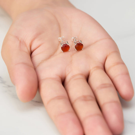 Sterling Silver Carnelian Gemstone Earrings with Quote Card - Philip Jones Jewellery