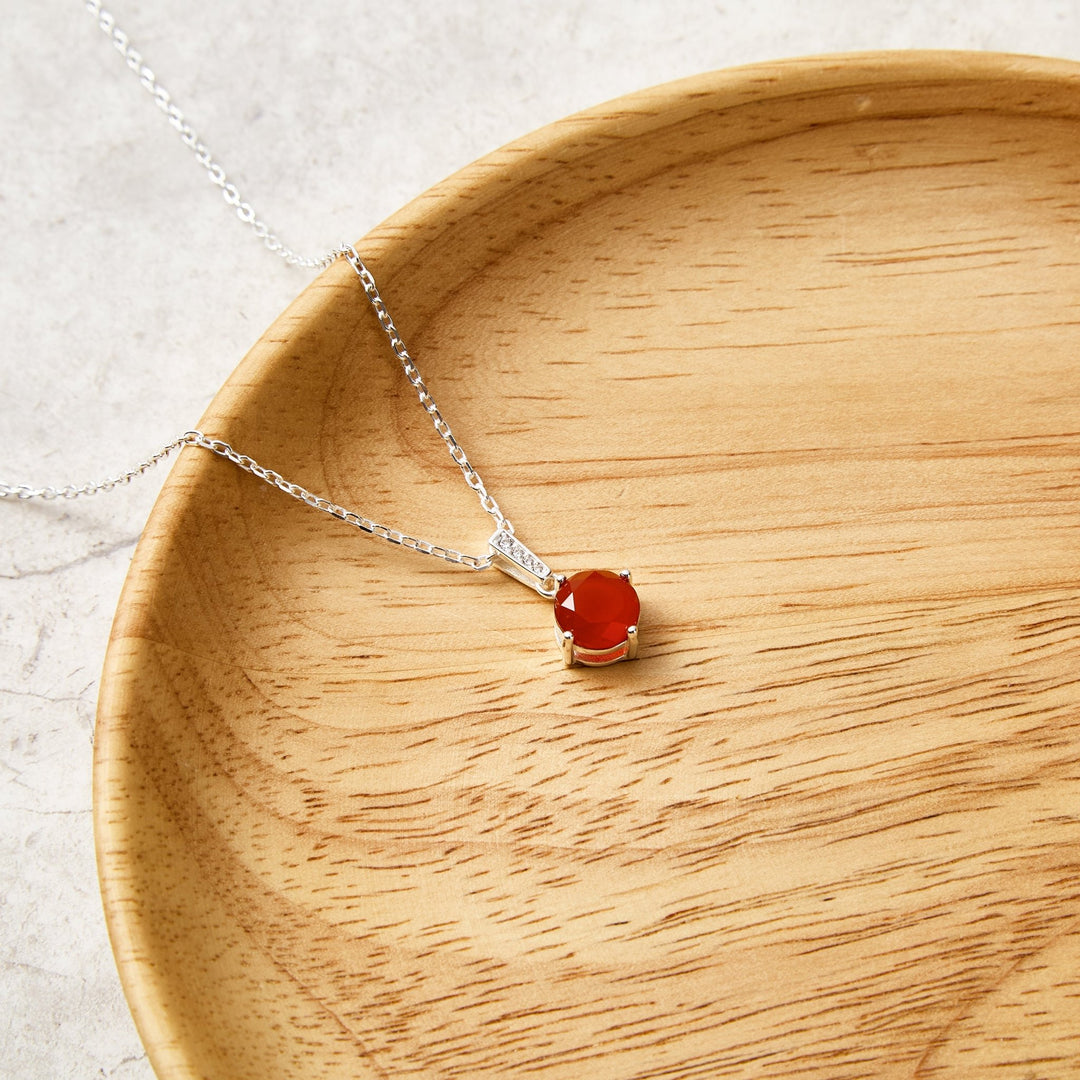 Sterling Silver Carnelian Gemstone Necklace - Philip Jones Jewellery