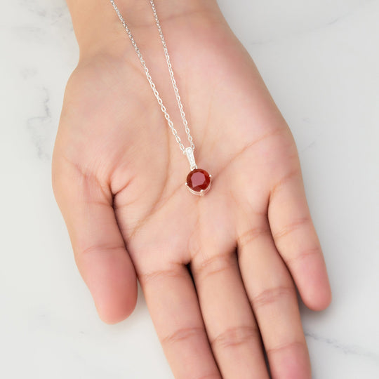 Sterling Silver Carnelian Gemstone Necklace with Quote Card - Philip Jones Jewellery