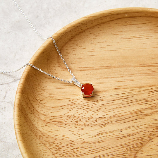 Sterling Silver Carnelian Gemstone Necklace with Quote Card - Philip Jones Jewellery