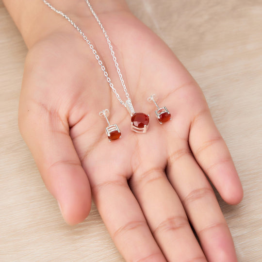 Sterling Silver Carnelian Gemstone Set - Philip Jones Jewellery