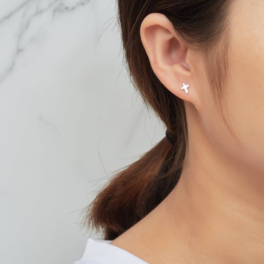 Sterling Silver Cross Earrings - Philip Jones Jewellery