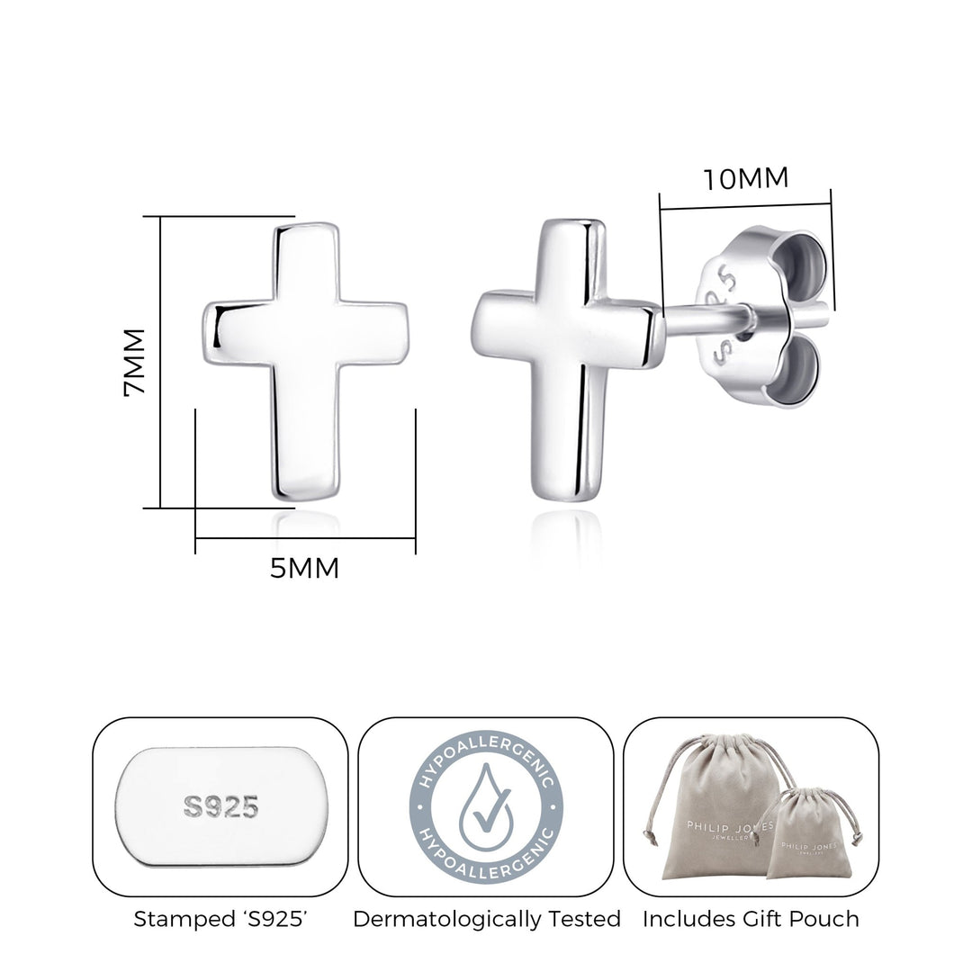 Sterling Silver Cross Earrings - Philip Jones Jewellery