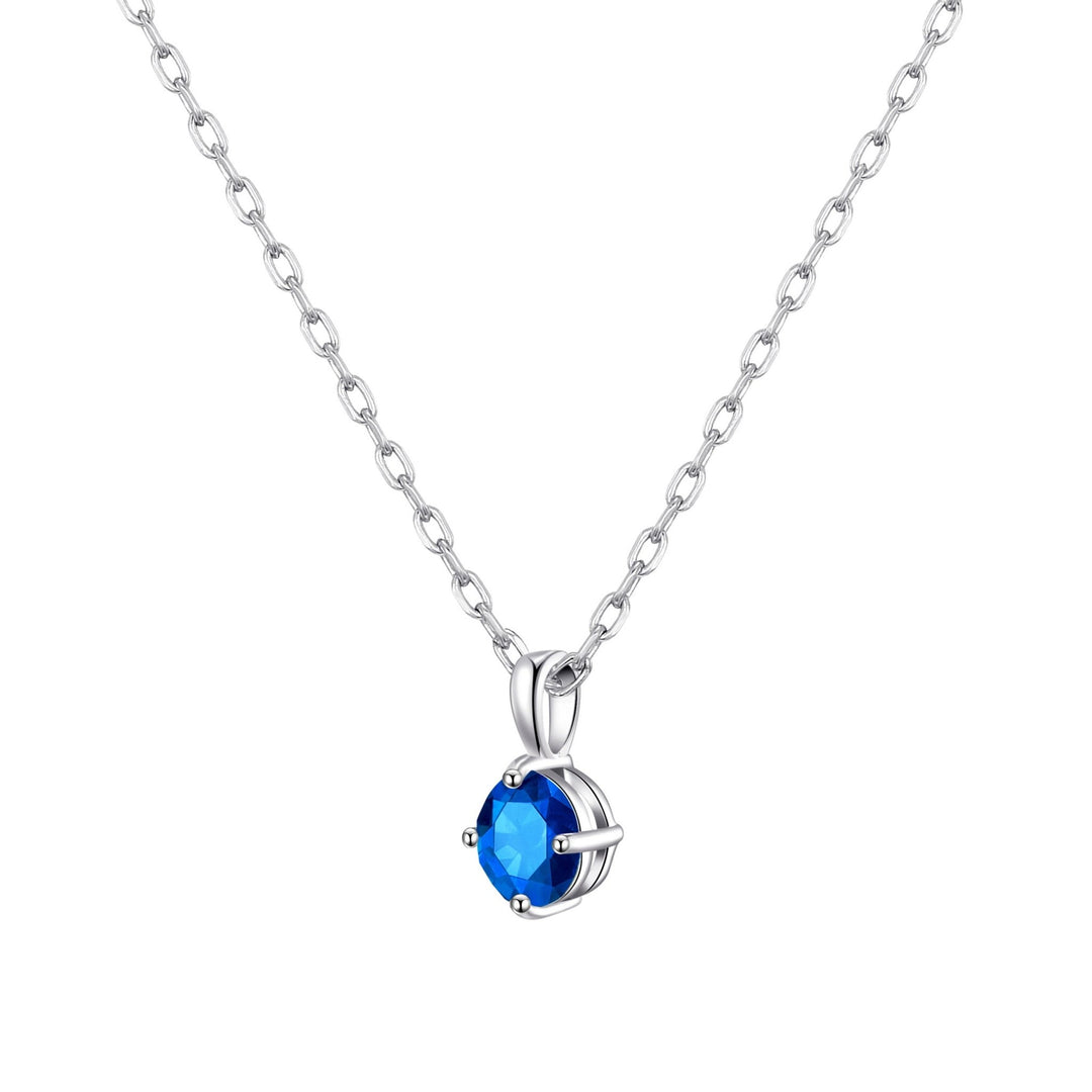 Sterling Silver Dark Blue Necklace Created with Zircondia® Crystals - Philip Jones Jewellery