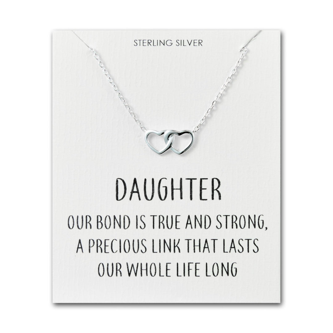 Sterling Silver Daughter Quote Heart Link Necklace - Philip Jones Jewellery