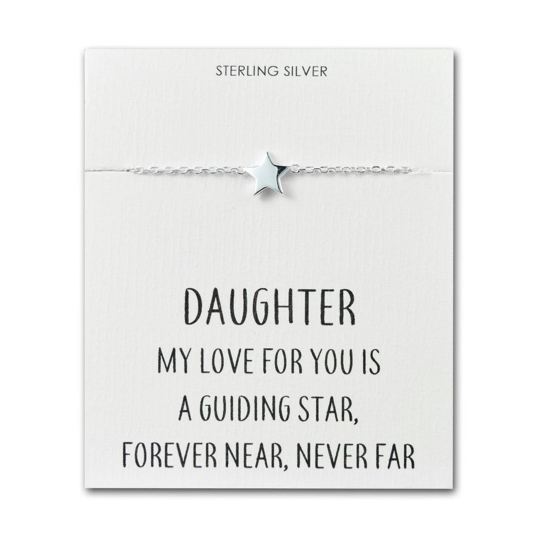 Sterling Silver Daughter Quote Star Bracelet - Philip Jones Jewellery