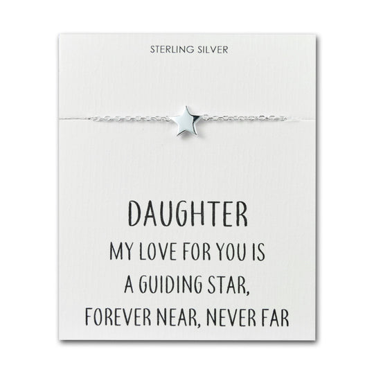 Sterling Silver Daughter Quote Star Bracelet - Philip Jones Jewellery