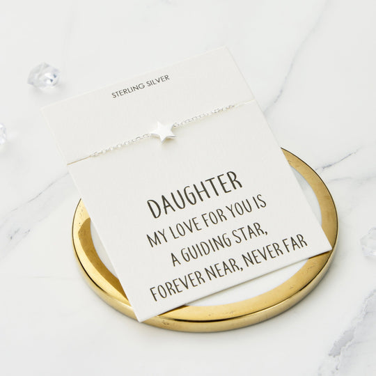 Sterling Silver Daughter Quote Star Bracelet - Philip Jones Jewellery