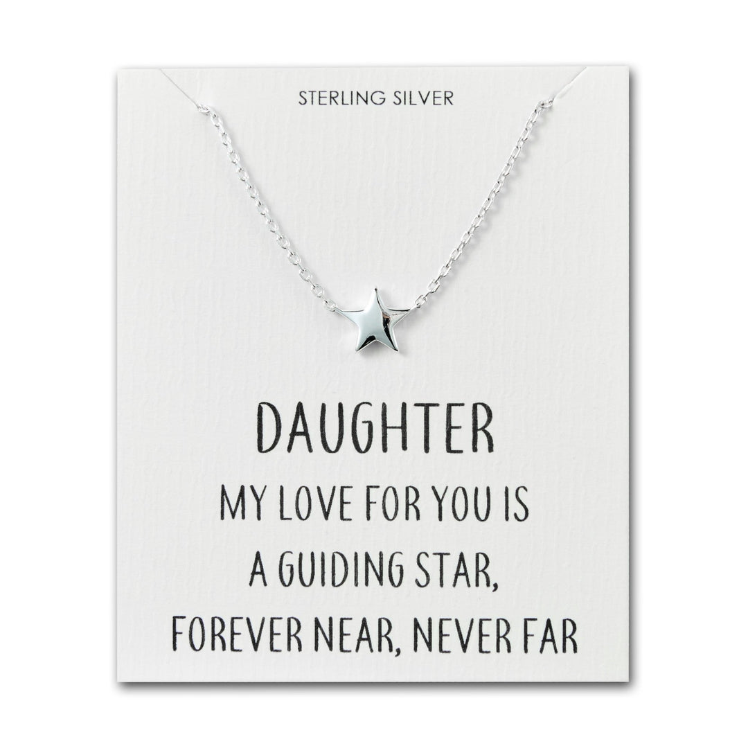 Sterling Silver Daughter Quote Star Necklace - Philip Jones Jewellery