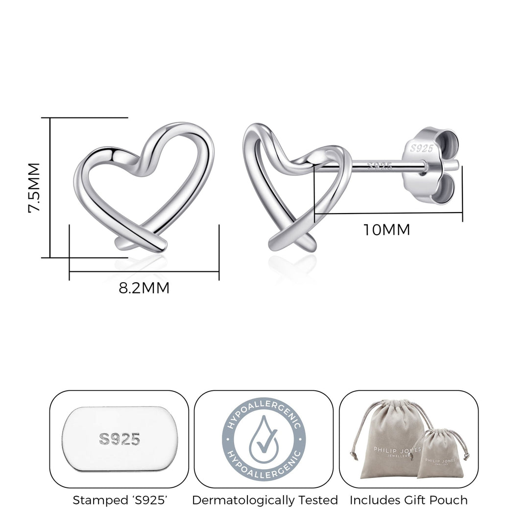 Sterling Silver Delicate Heart Earrings - Philip Jones Jewellery