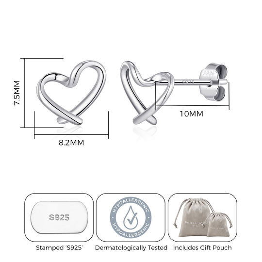 Sterling Silver Delicate Heart Earrings - Philip Jones Jewellery