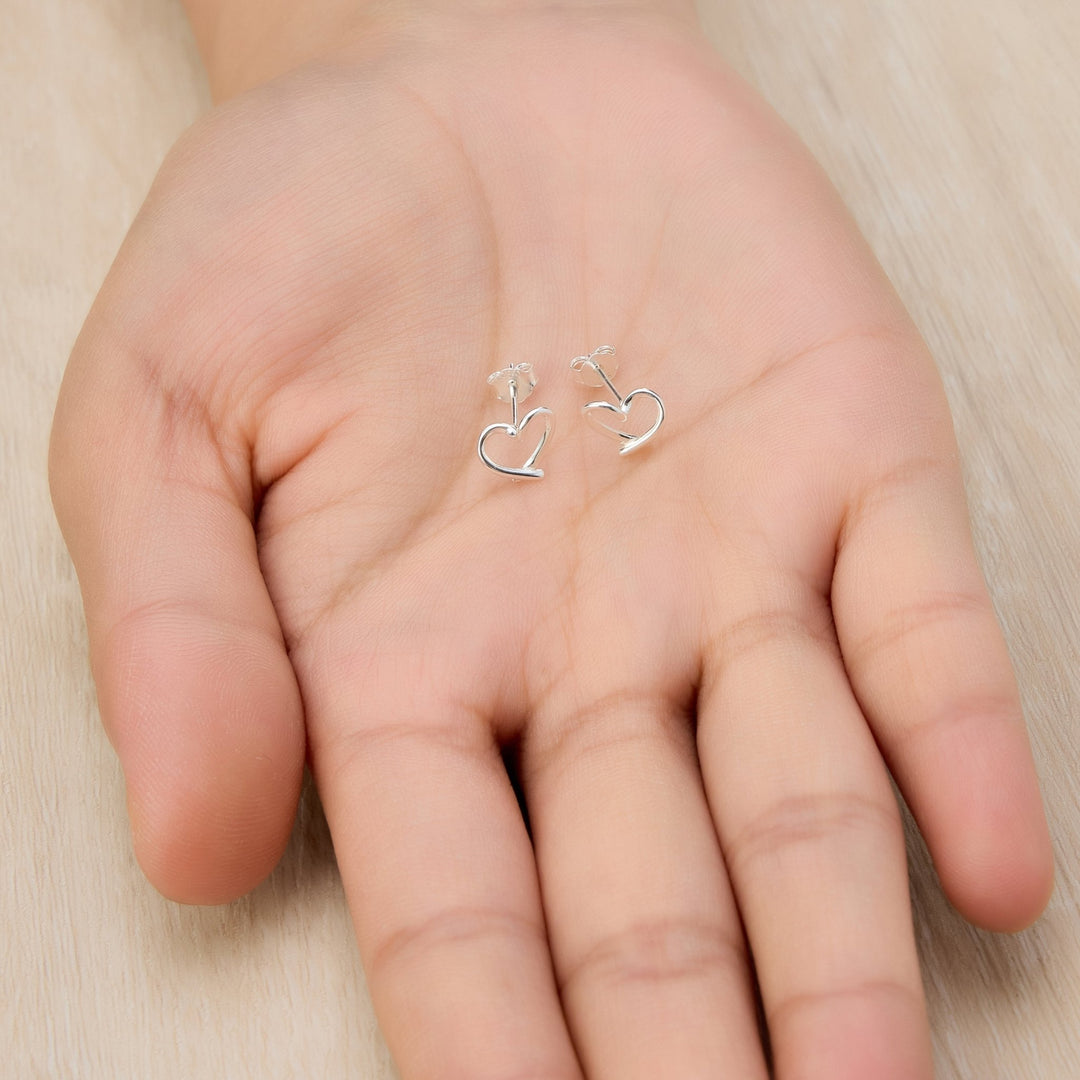 Sterling Silver Delicate Heart Earrings - Philip Jones Jewellery