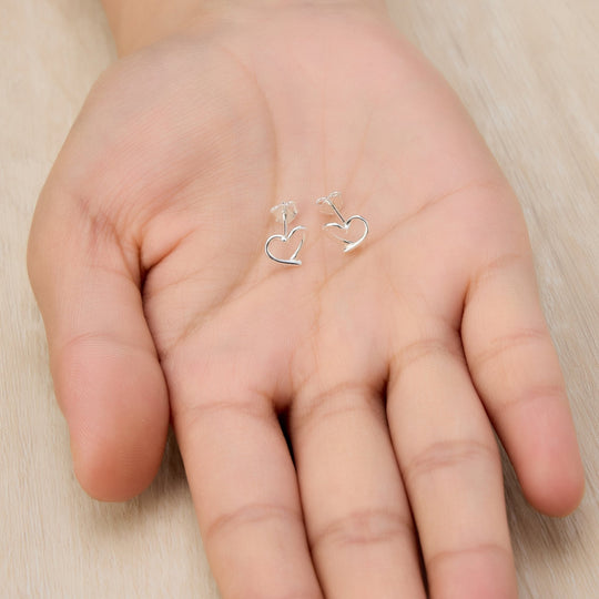 Sterling Silver Delicate Heart Earrings - Philip Jones Jewellery