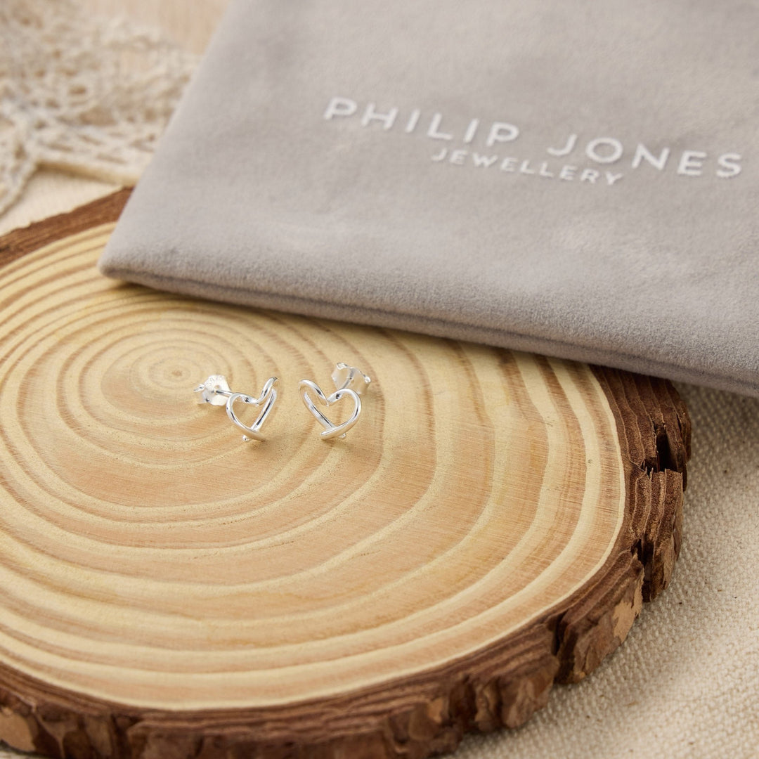 Sterling Silver Delicate Heart Earrings - Philip Jones Jewellery