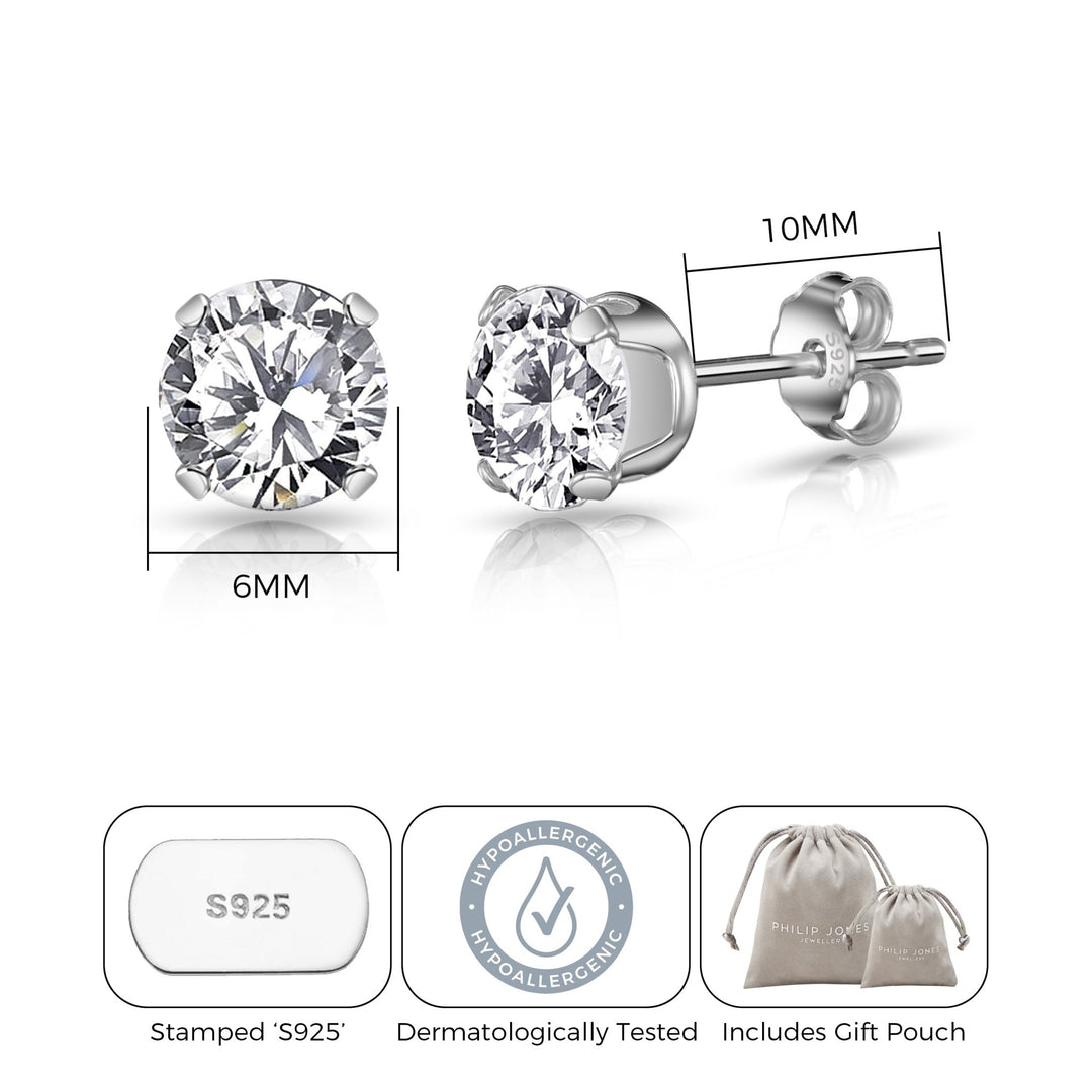 Sterling Silver Earrings Created with Zircondia® Crystals - Philip Jones Jewellery