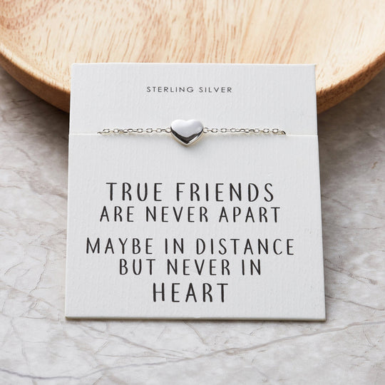 Sterling Silver Friendship Quote Heart Bracelet - Philip Jones Jewellery