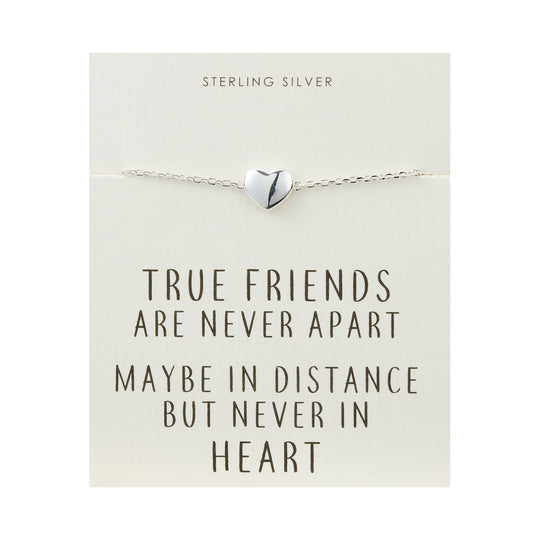 Sterling Silver Friendship Quote Heart Bracelet - Philip Jones Jewellery