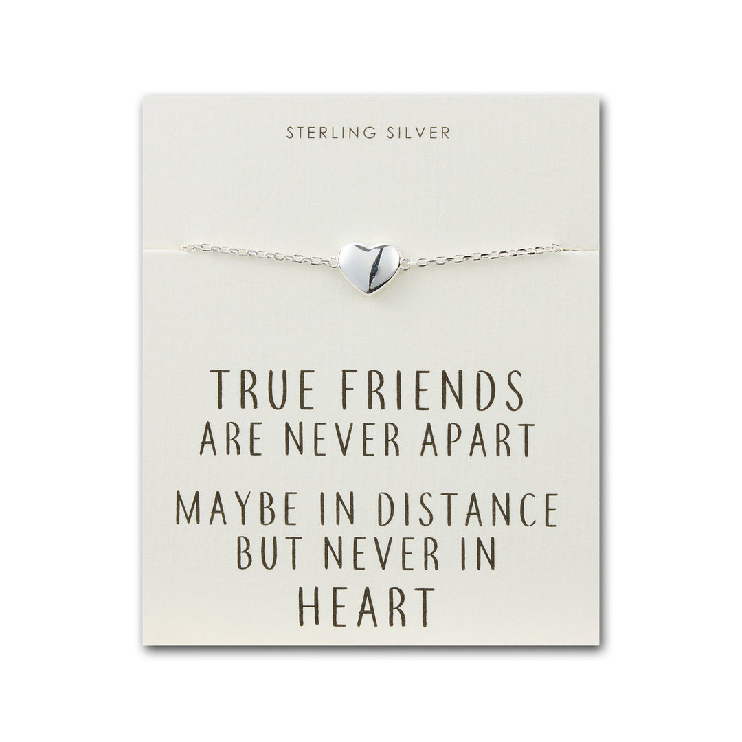 Sterling Silver Friendship Quote Heart Bracelet - Philip Jones Jewellery