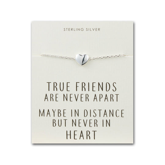 Sterling Silver Friendship Quote Heart Bracelet - Philip Jones Jewellery