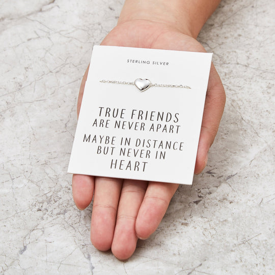 Sterling Silver Friendship Quote Heart Bracelet - Philip Jones Jewellery