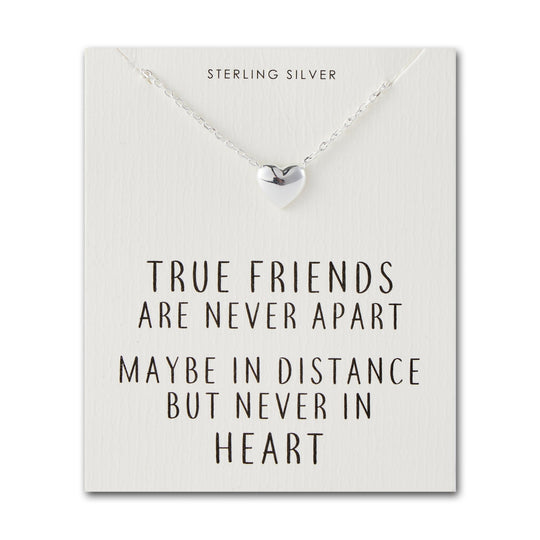 Sterling Silver Friendship Quote Heart Necklace - Philip Jones Jewellery