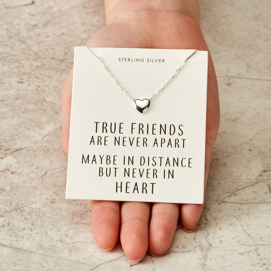 Sterling Silver Friendship Quote Heart Necklace - Philip Jones Jewellery