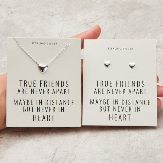 Sterling Silver Friendship Quote Heart Set - Philip Jones Jewellery