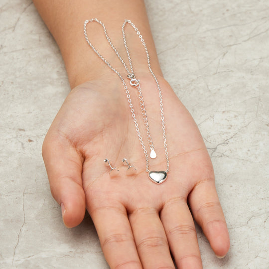 Sterling Silver Friendship Quote Heart Set - Philip Jones Jewellery