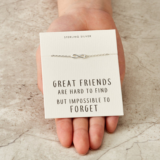 Sterling Silver Friendship Quote Infinity Bracelet - Philip Jones Jewellery