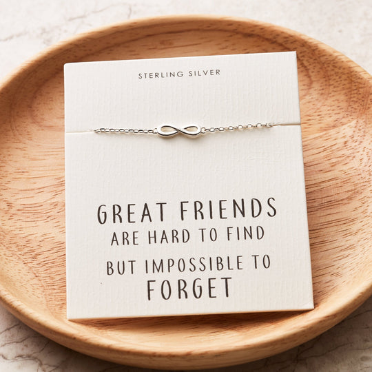 Sterling Silver Friendship Quote Infinity Bracelet - Philip Jones Jewellery