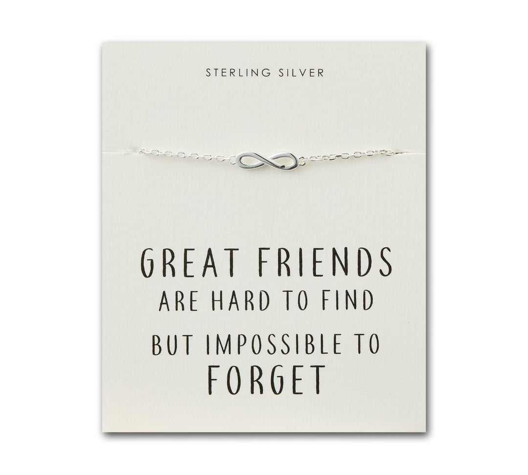 Sterling Silver Friendship Quote Infinity Bracelet - Philip Jones Jewellery