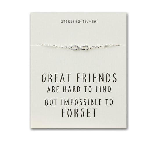 Sterling Silver Friendship Quote Infinity Bracelet - Philip Jones Jewellery