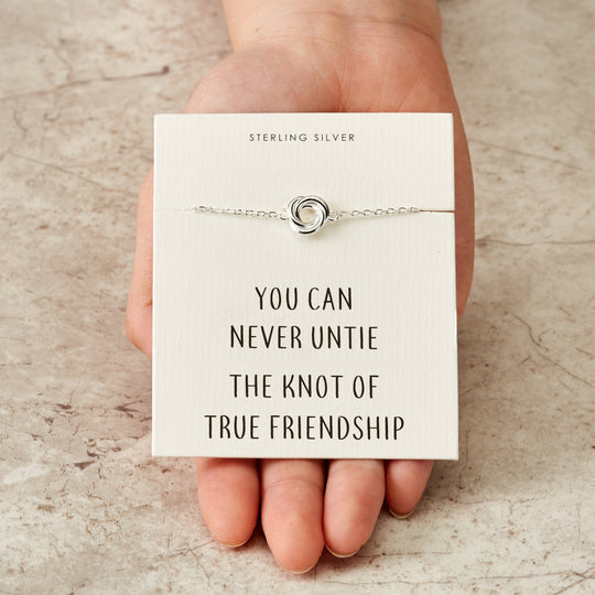 Sterling Silver Friendship Quote Knot Bracelet - Philip Jones Jewellery